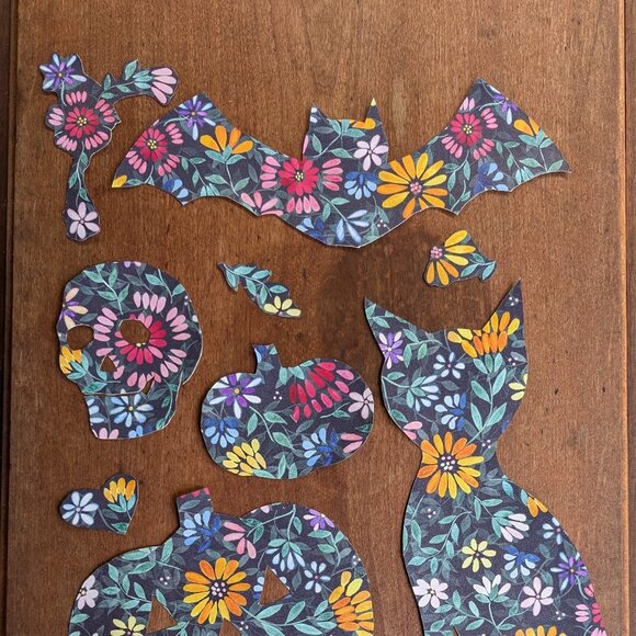 Hand Cut Halloween Autumn Pumpkin Themed Peel and Stick Decals - Picture 2 of 4